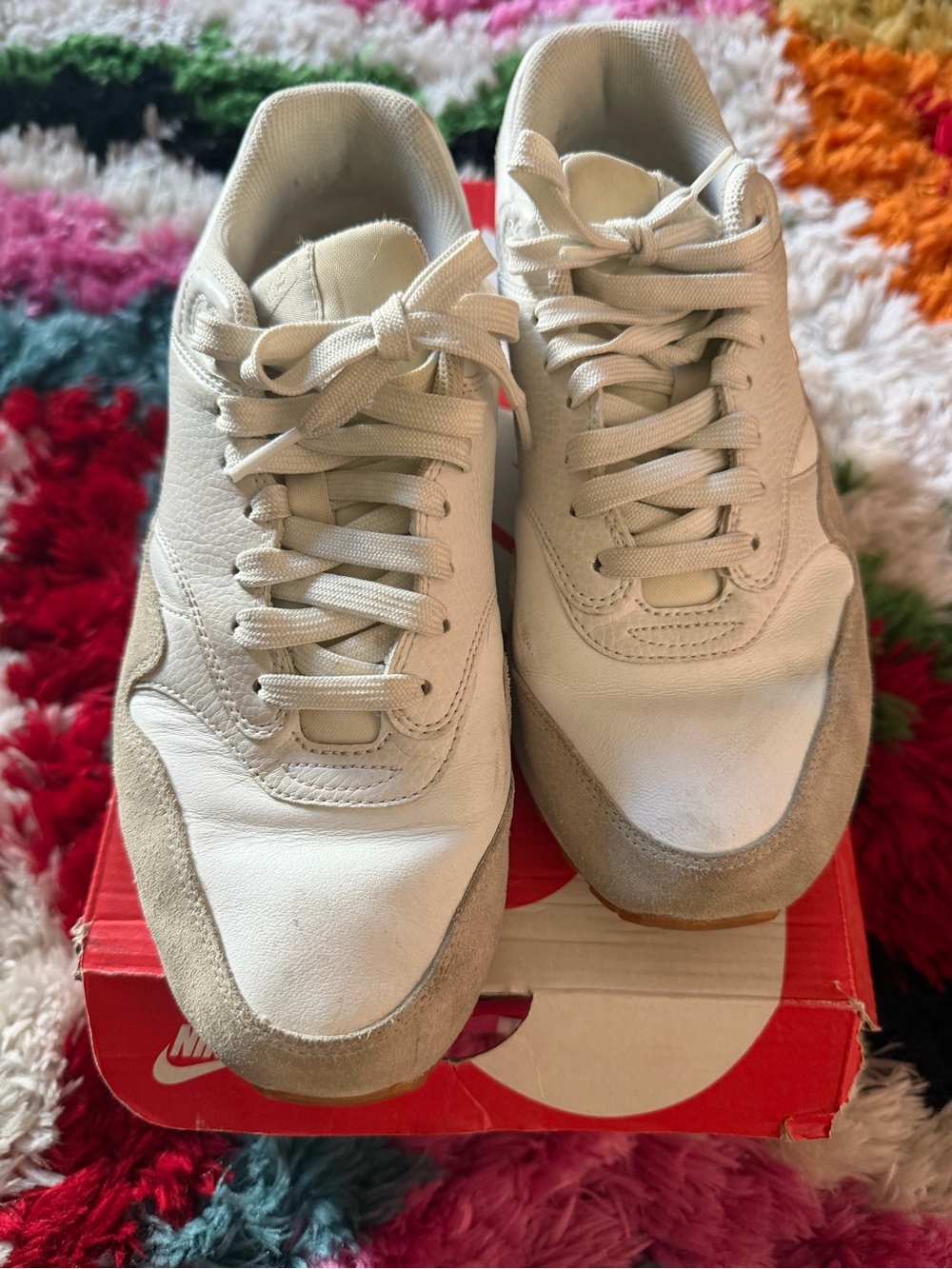 White Leather & Suede Sneakers